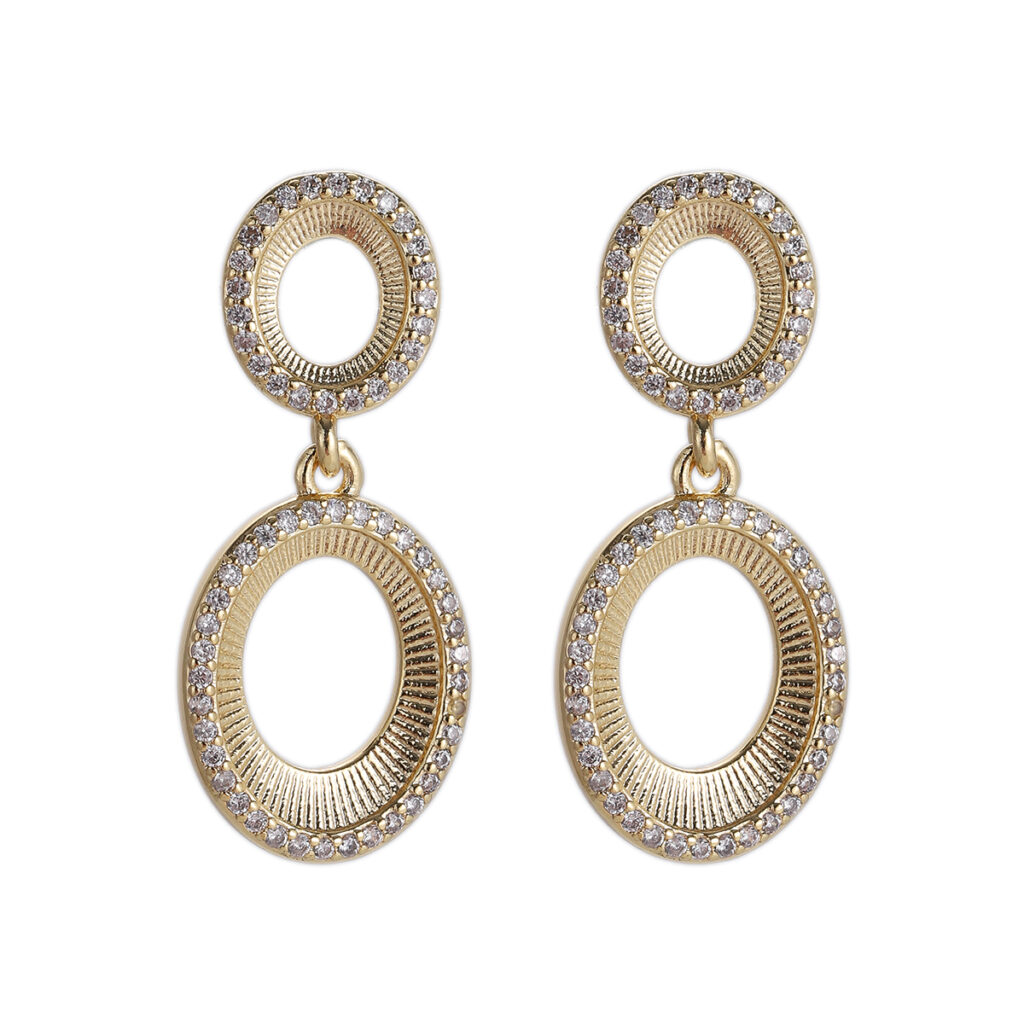 Gold-Tone Double Oval Drop Earrings