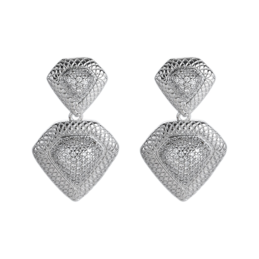 Silver-Tone Heart Drop Earrings