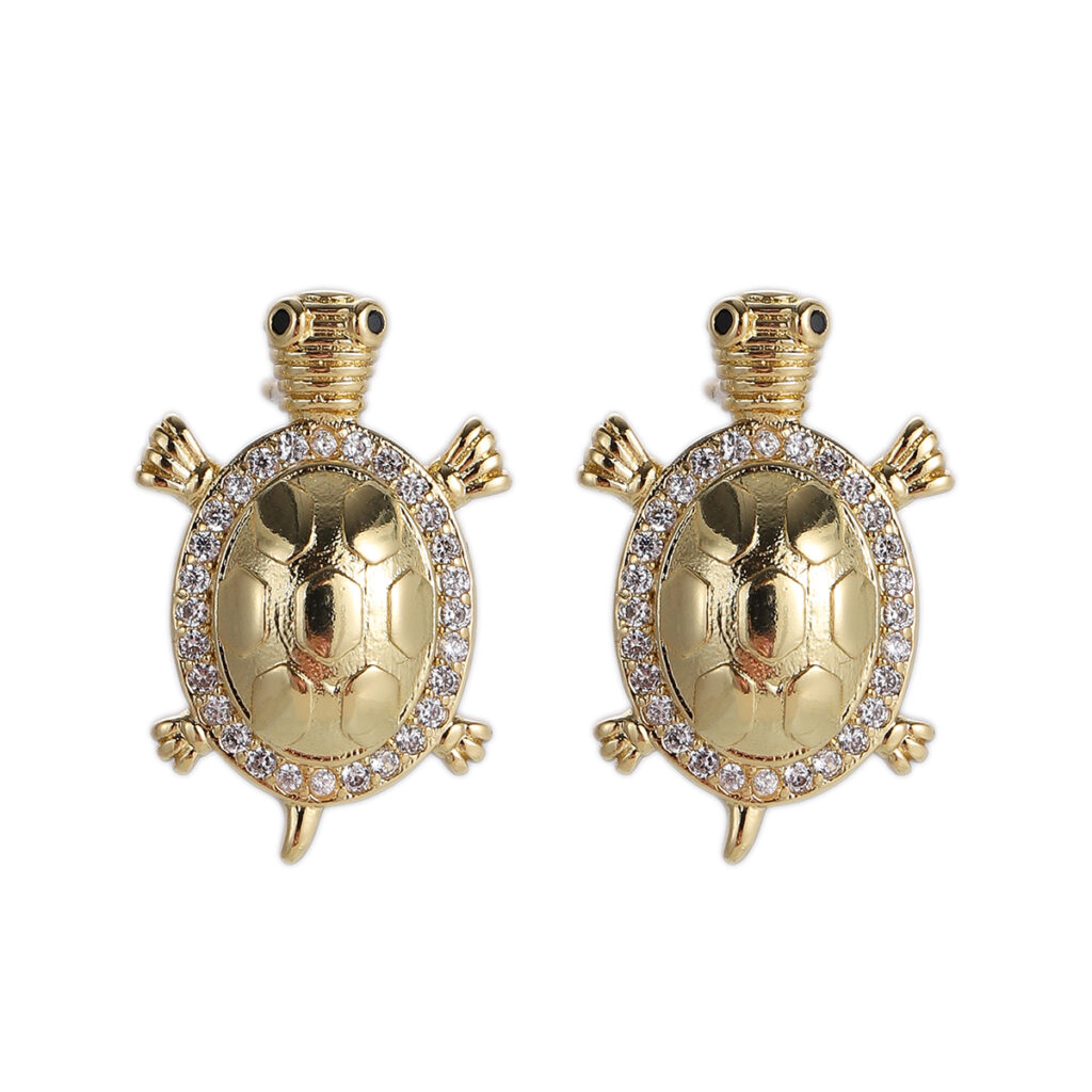 Crystal Turtle Stud Earrings