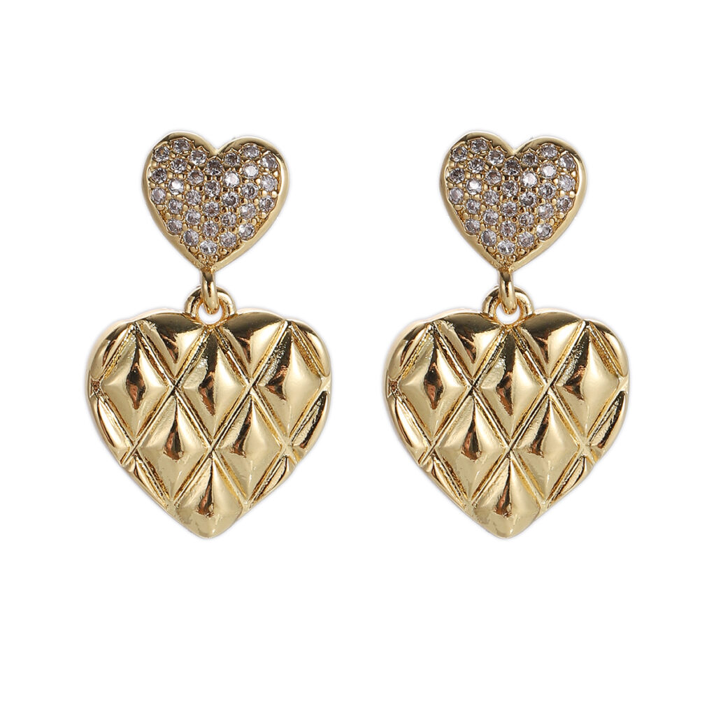 Double Heart Drop Earrings