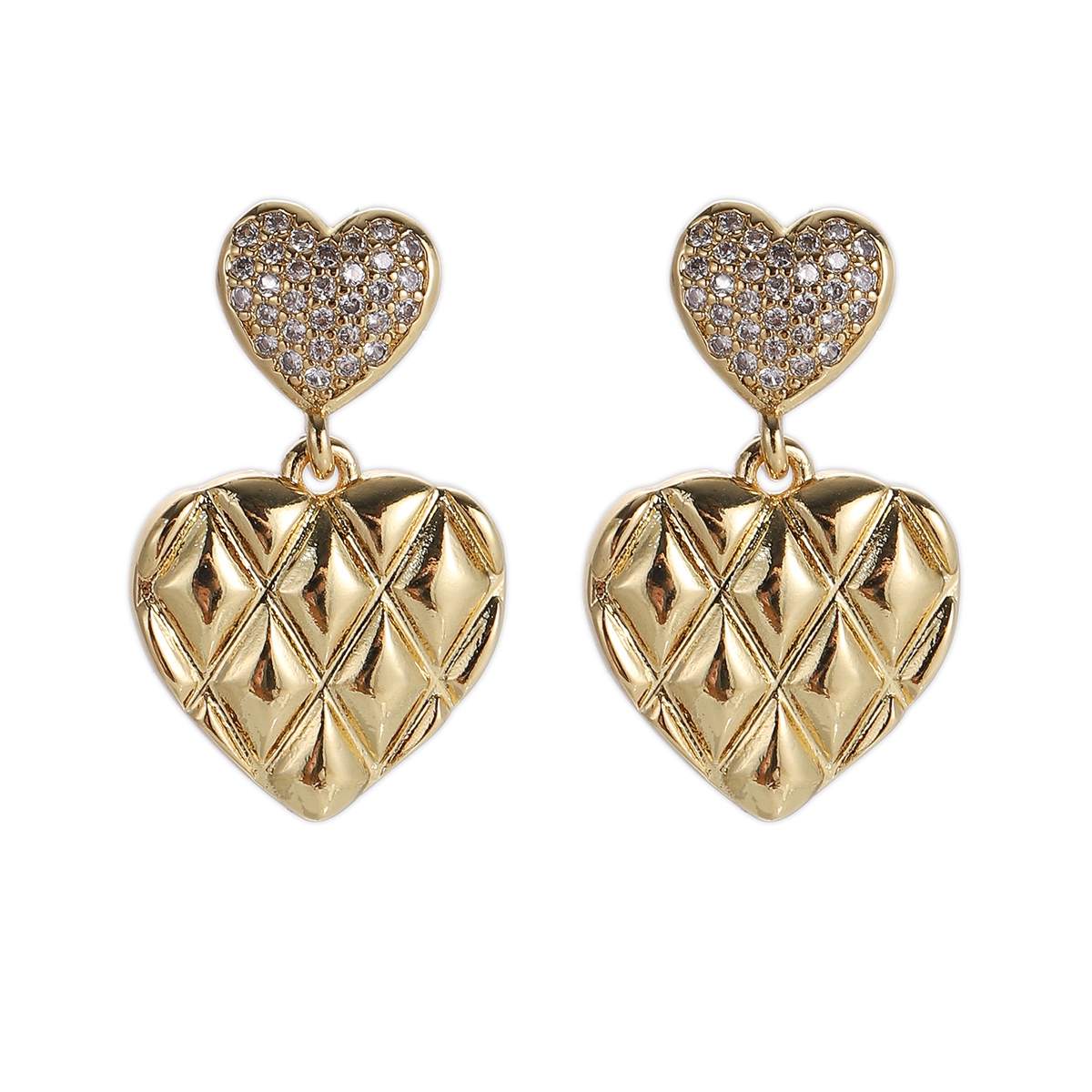Double Heart Drop Earrings