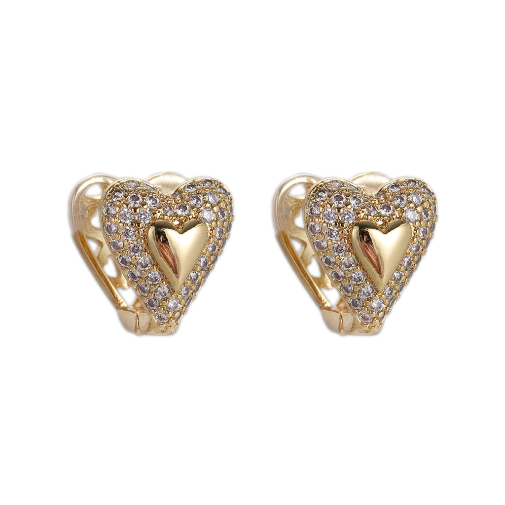 Geometric Open Heart Stud Earrings