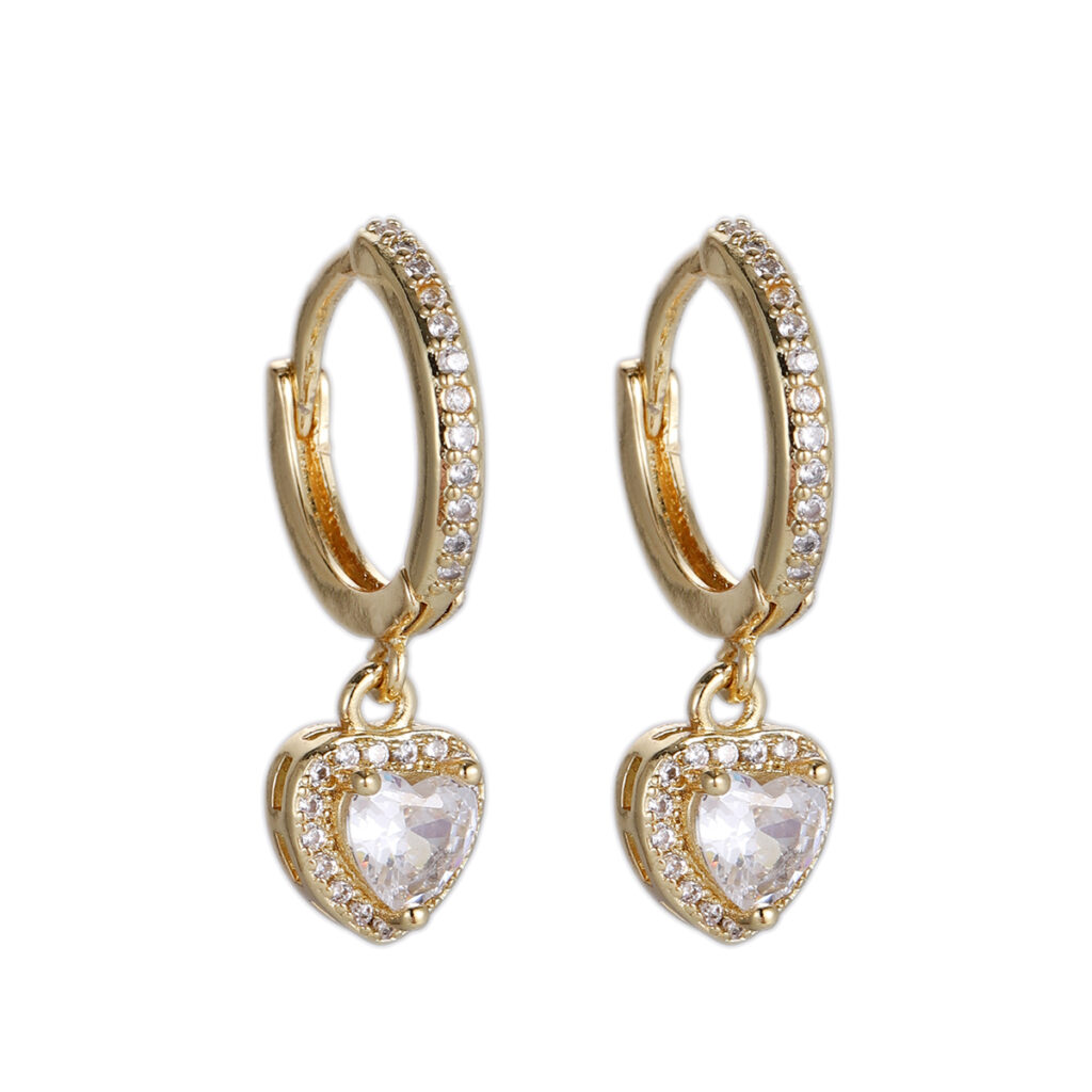 Crystal Heart Huggie Earrings