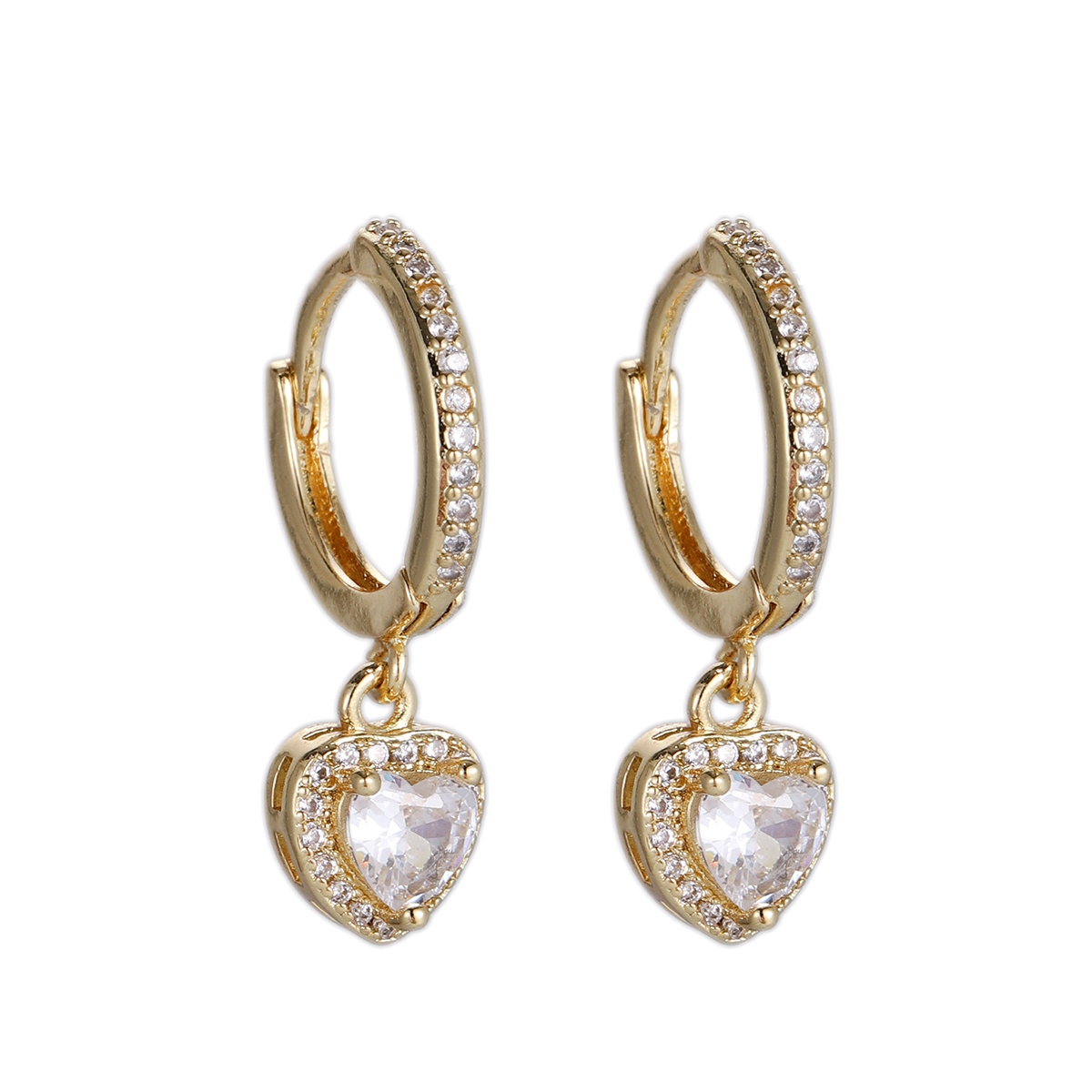 Crystal Heart Huggie Earrings