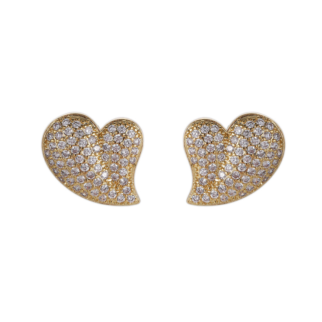 Gold-Tone Asymmetric Heart Stud Earrings
