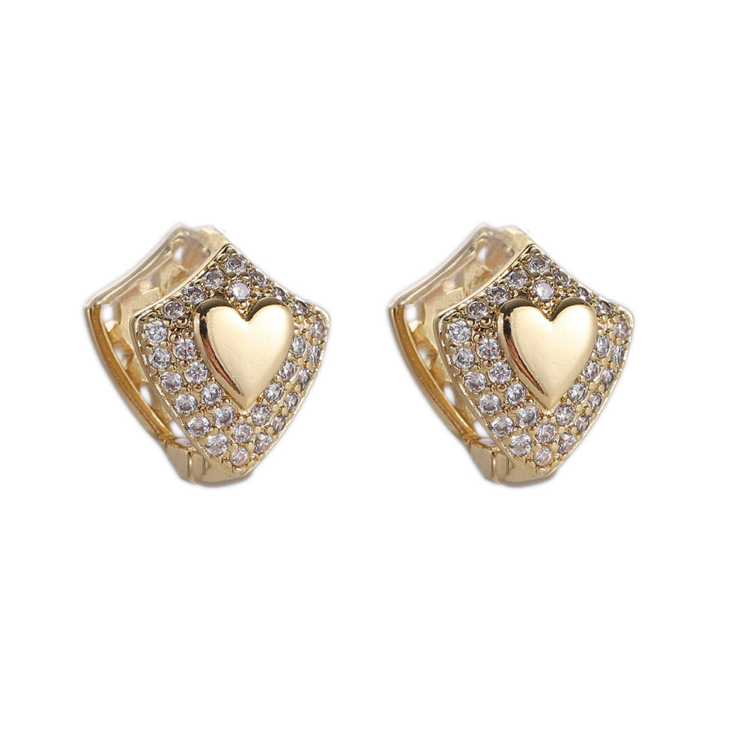 Open Heart Shield Stud Earrings