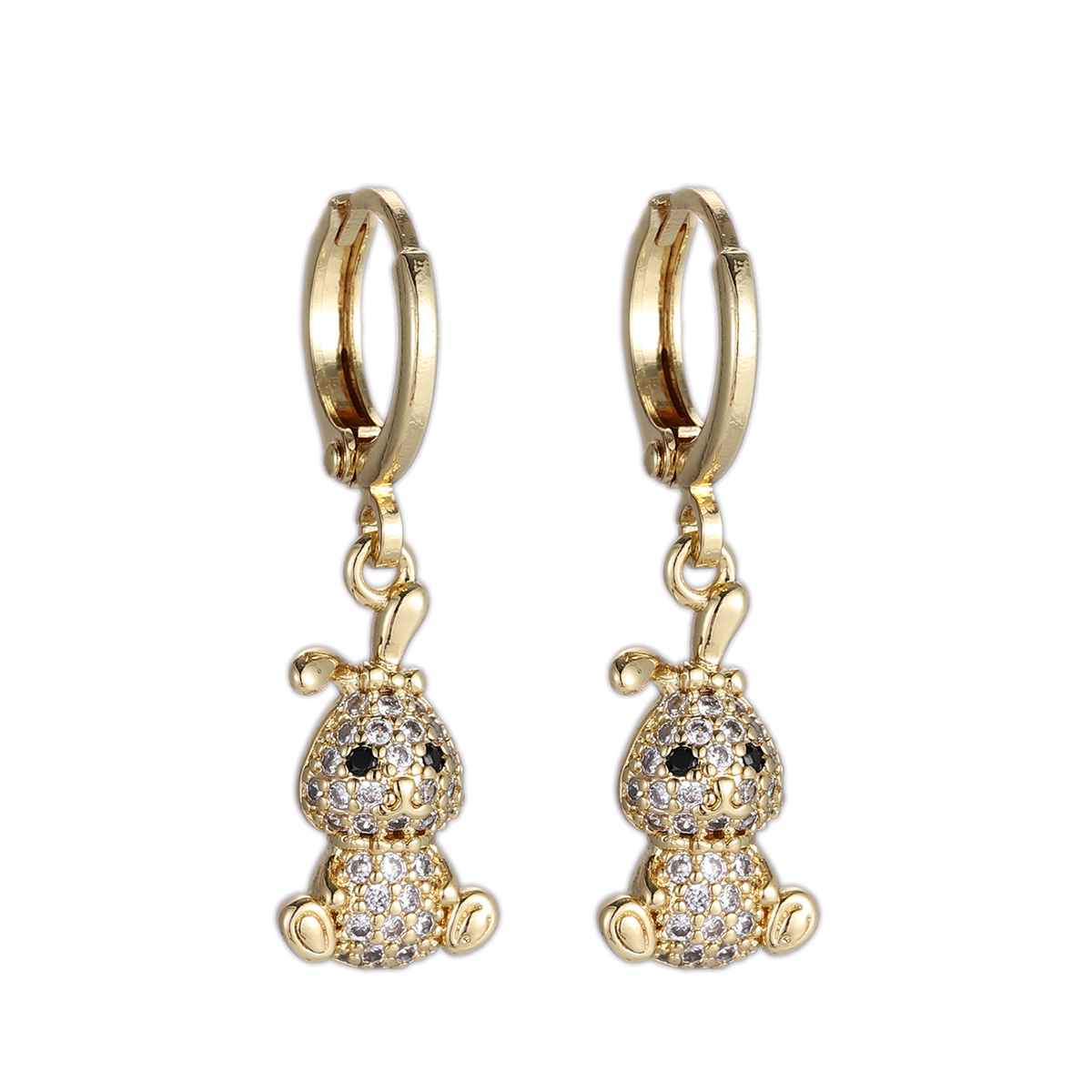 Pavé Teddy Bear Huggie Earrings
