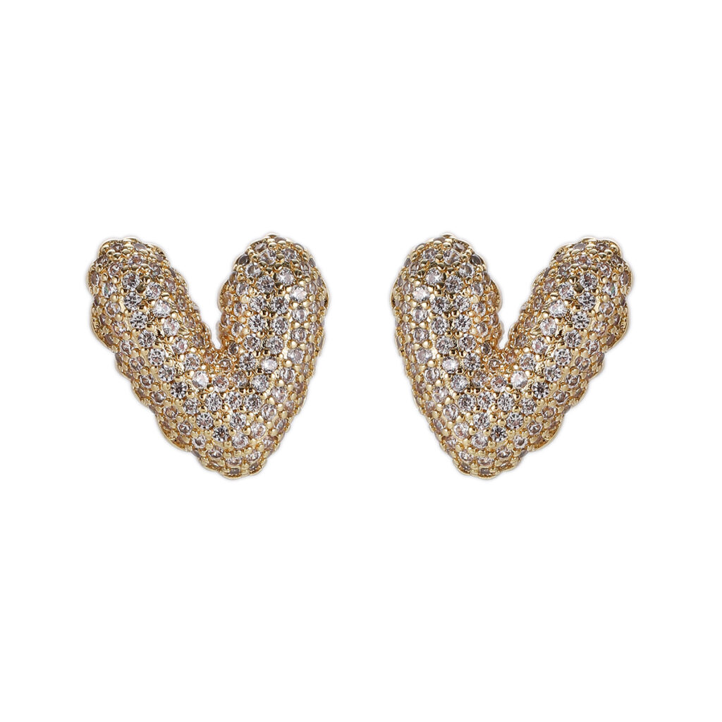 Gold-Tone Heart Cluster Stud Earrings