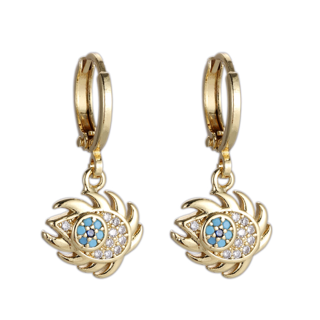Blue Rose Huggie Earrings