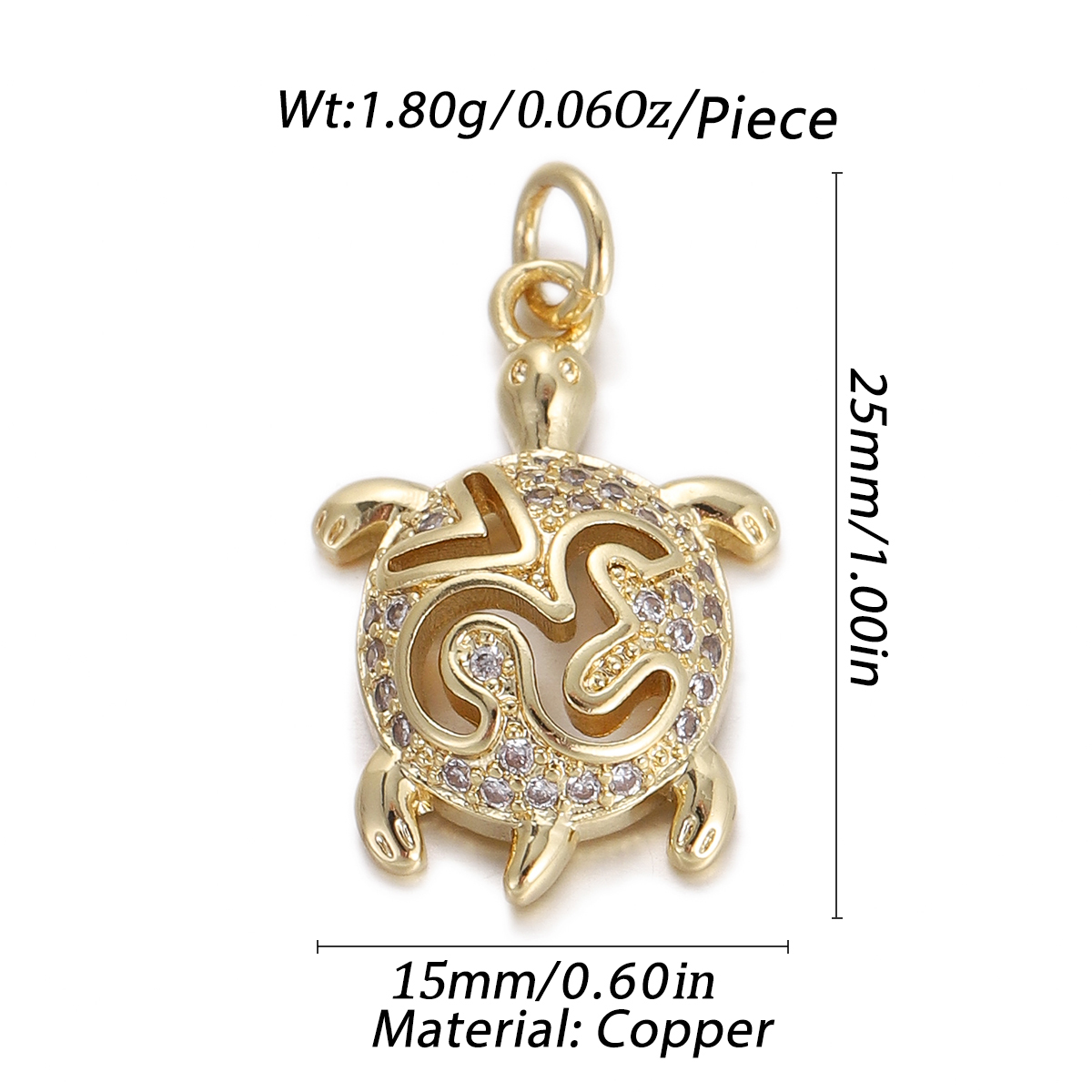 Crystal Turtle Pendant size and measurements