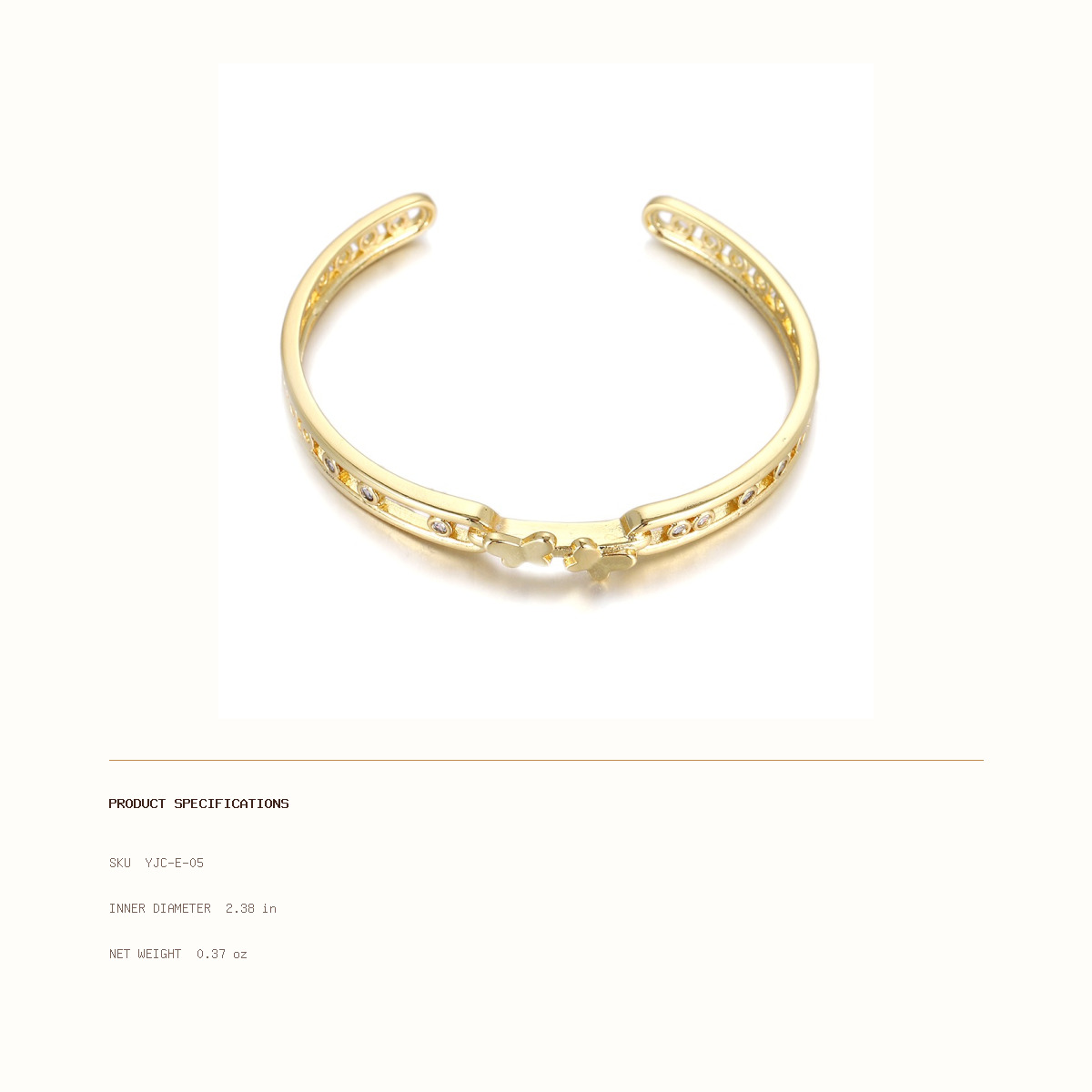 Bow Clasp Pavé Cuff size and weight reference