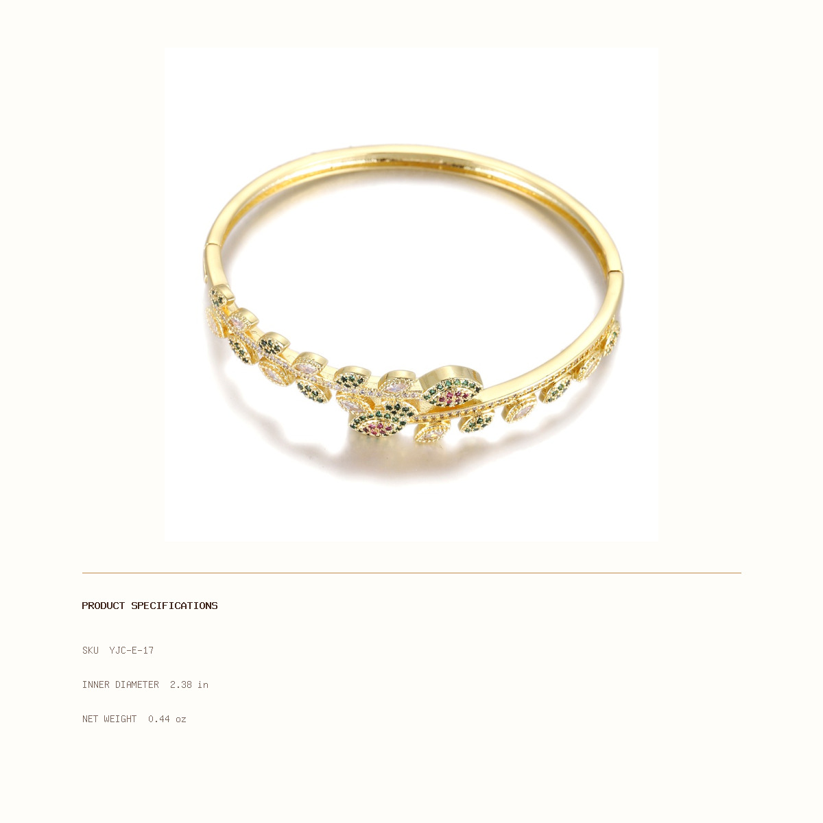 Rainbow Serpent Wrap Bangle size and weight reference
